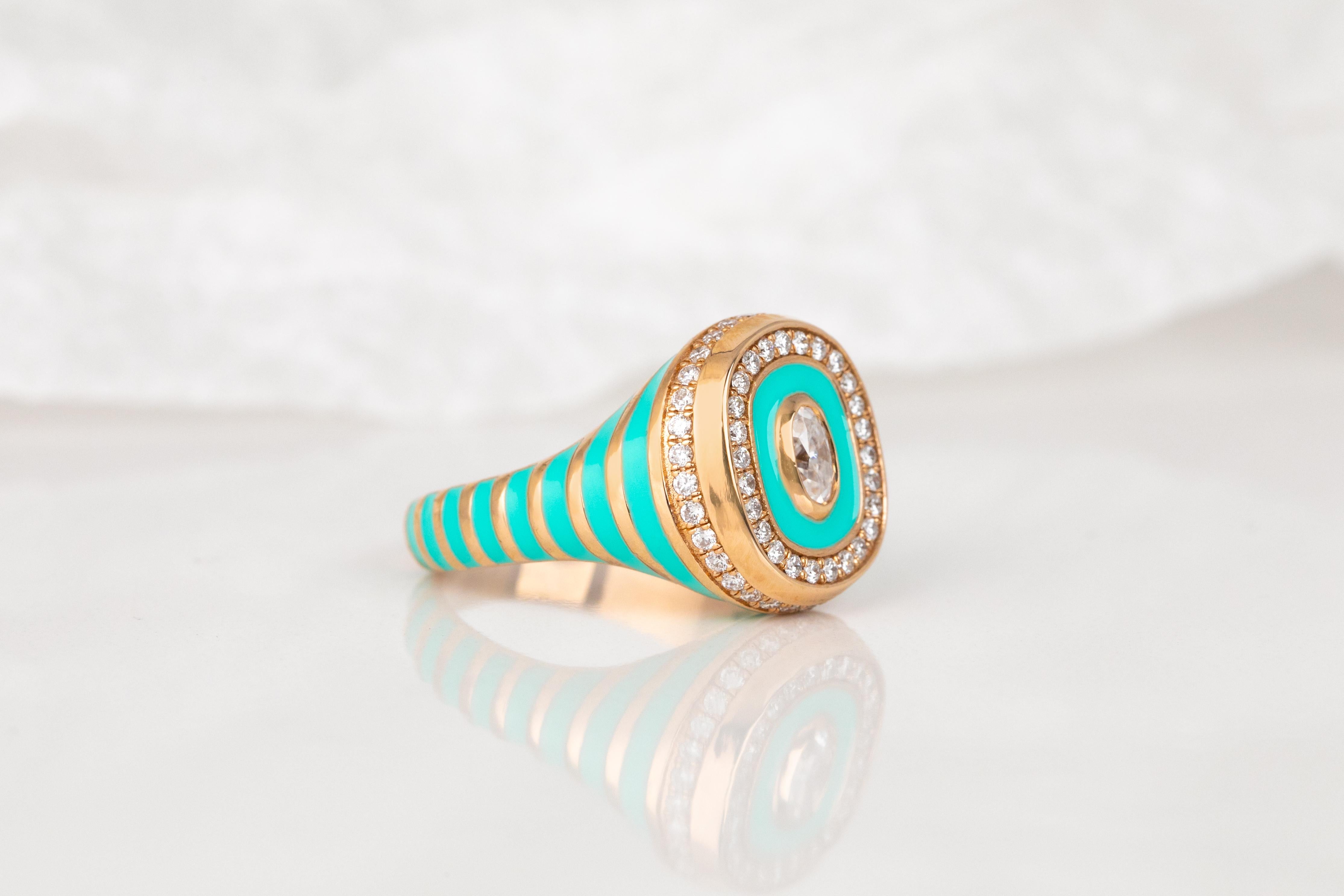 Elegant 925 Sterling Silver Enamel Ring: Bold Colors and Unique Jewelry In New Condition For Sale In ISTANBUL, TR