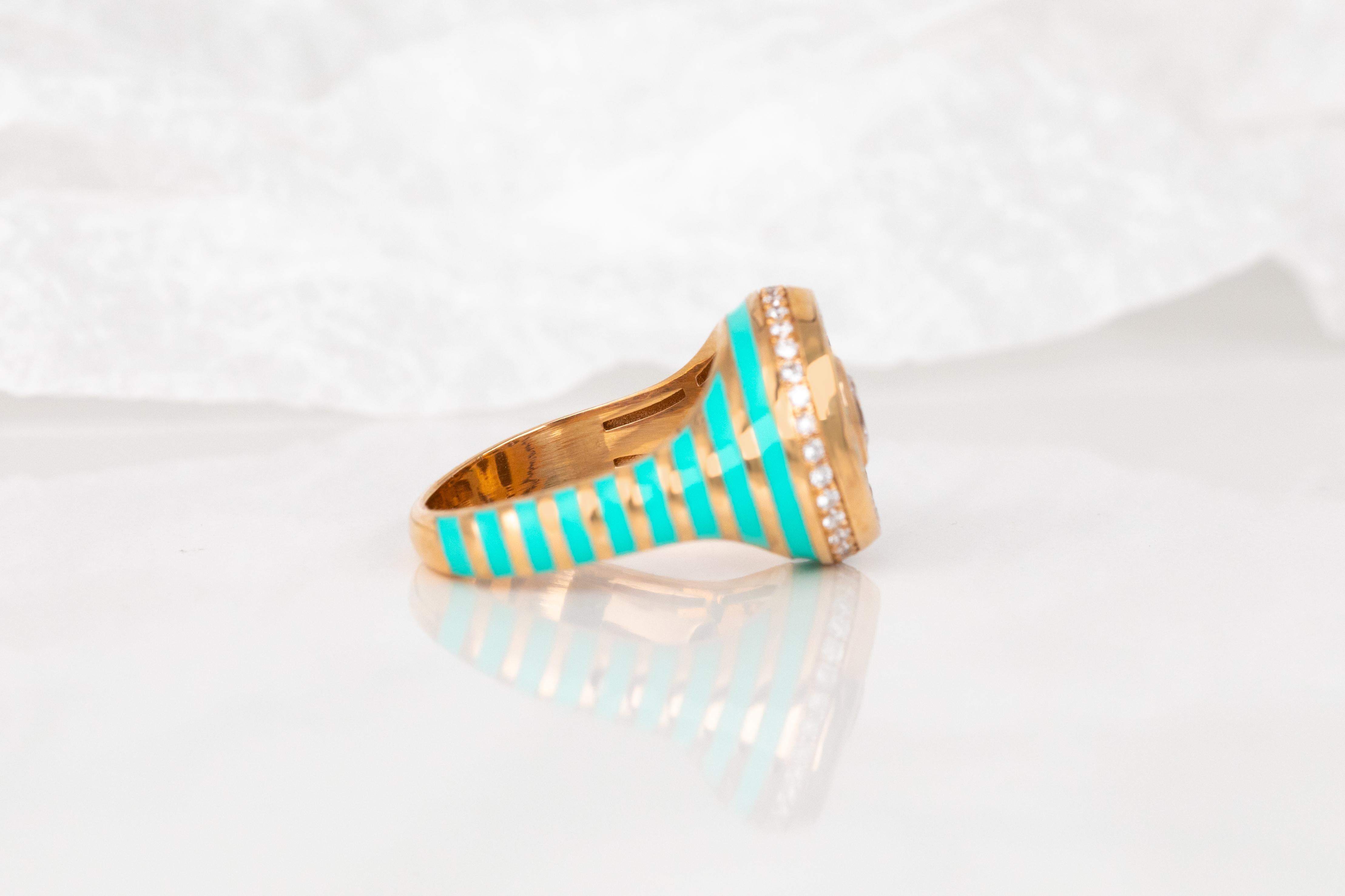 Women's Elegant 925 Sterling Silver Enamel Ring: Bold Colors and Unique Jewelry For Sale