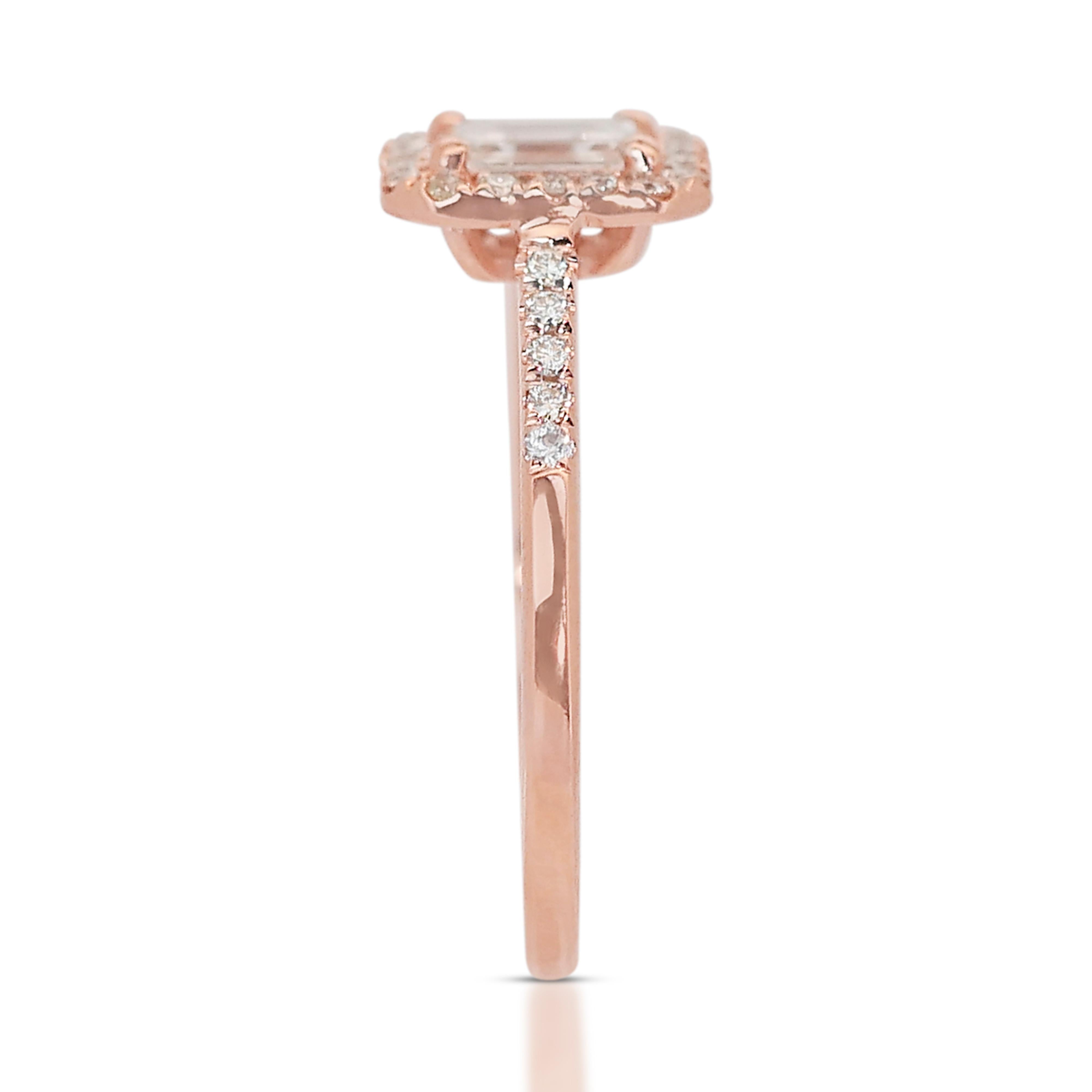 Elegant 14k Rose Gold Diamond Halo Ring w/0.70 ct - IGI Certified 3