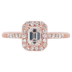 Elegant 14k Rose Gold Diamond Halo Ring w/0.70 ct - IGI Certified