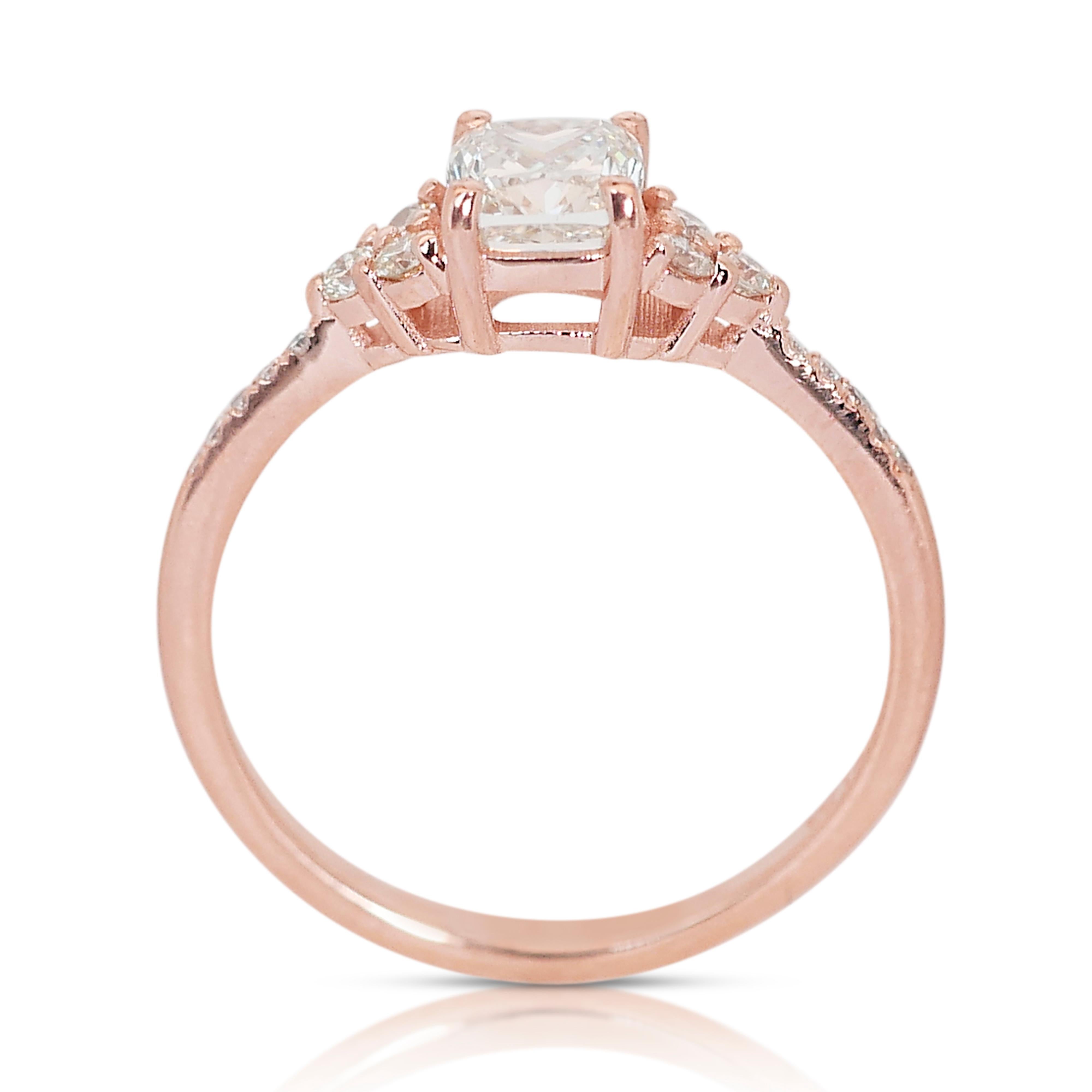  Elegant 14K Rose Gold Natural Diamond Pave Ring w/0.95 ct - IGI Certified 2