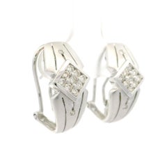 Elegant 14k White Gold 0.30ctw Diamond Geometric Lozenge Cuff Earrings
