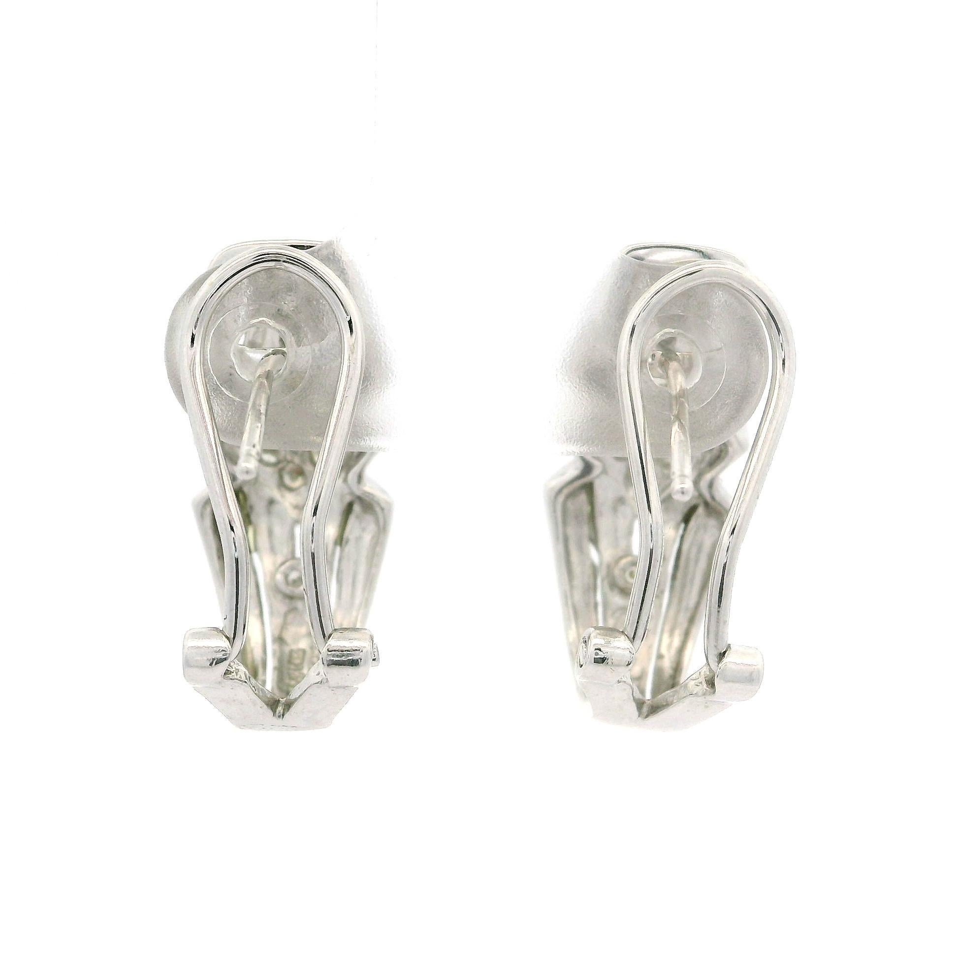 De las mujeres Elegantes Pendientes Puño Rombo Geométrico de Oro Blanco de 14k y Diamantes de 0,30 ctw en venta
