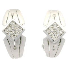 Elegant 14k White Gold 0.30ctw Diamond Geometric Lozenge Cuff Earrings