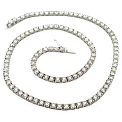 Elegant 14k White Gold 22ctw Diamond Straight Line Tennis Necklace w/ Push Clasp