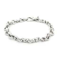 Elegant 14k White Gold 6.4mm Open Circle Link Solid Stackable Bracelet