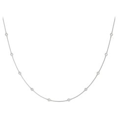 Elegant 14K White Gold Diamond Bezel-Set Station Necklace, 1.50 Carats Total