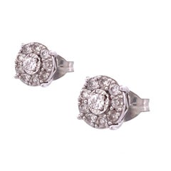 Elegant 14K White Gold Diamond Cluster Earrings