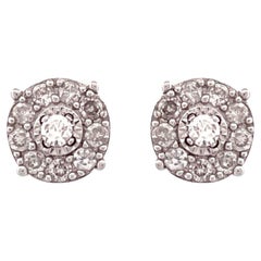 Elegance - Boucles d'oreilles en or blanc 14K avec diamants en grappe