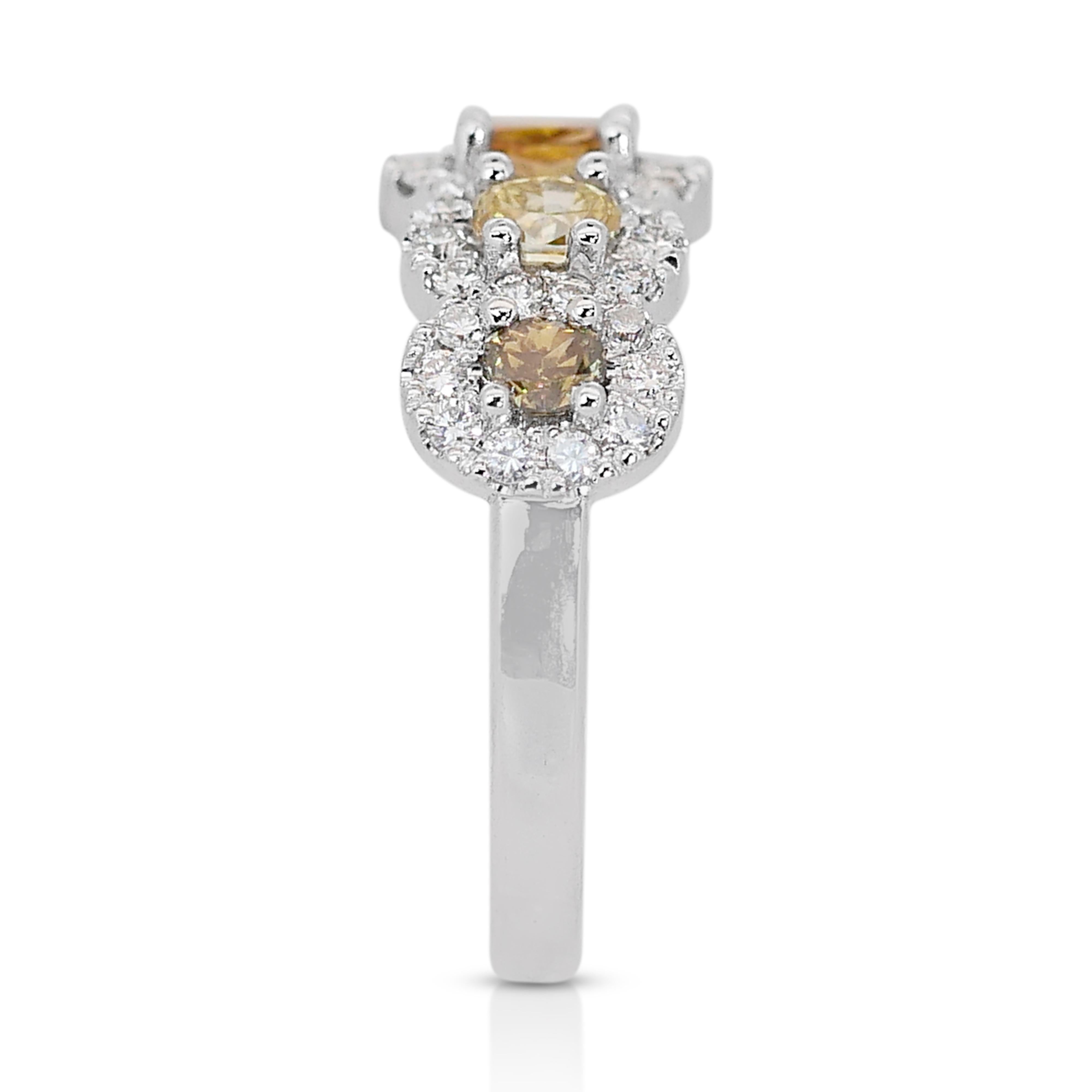 Elegant  14k White Gold Fancy Colored Diamond Ring w/1.18 ct - IGI Certified For Sale 3