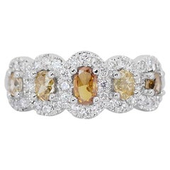 Elegant  Bague en or blanc 14 carats avec diamant de couleur fantaisie de 1,18 carat, certifié IGI