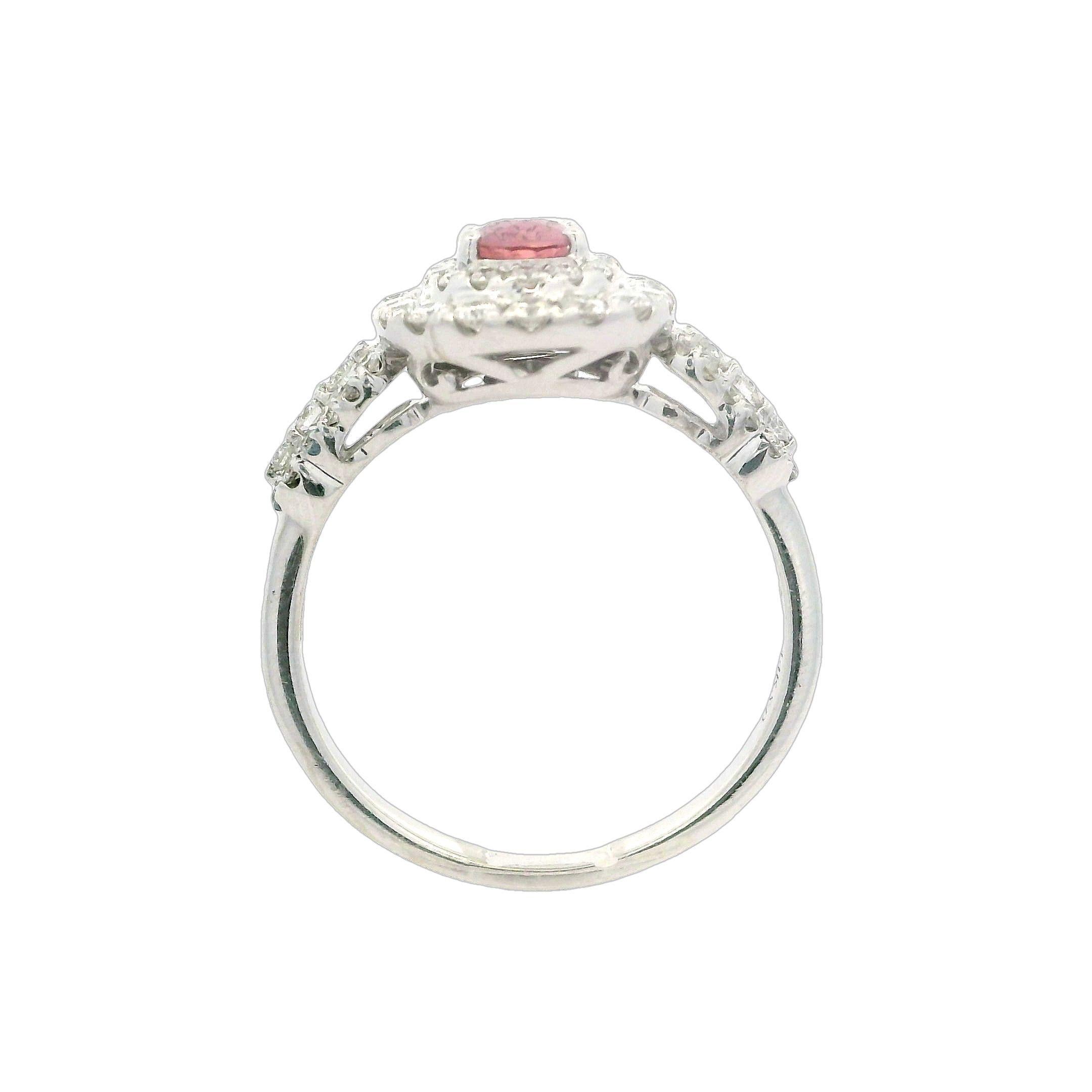 Eleganter 14k Weißgold GIA 2,3ctw Rosa Saphir & Double Halo Diamantring im Angebot 6
