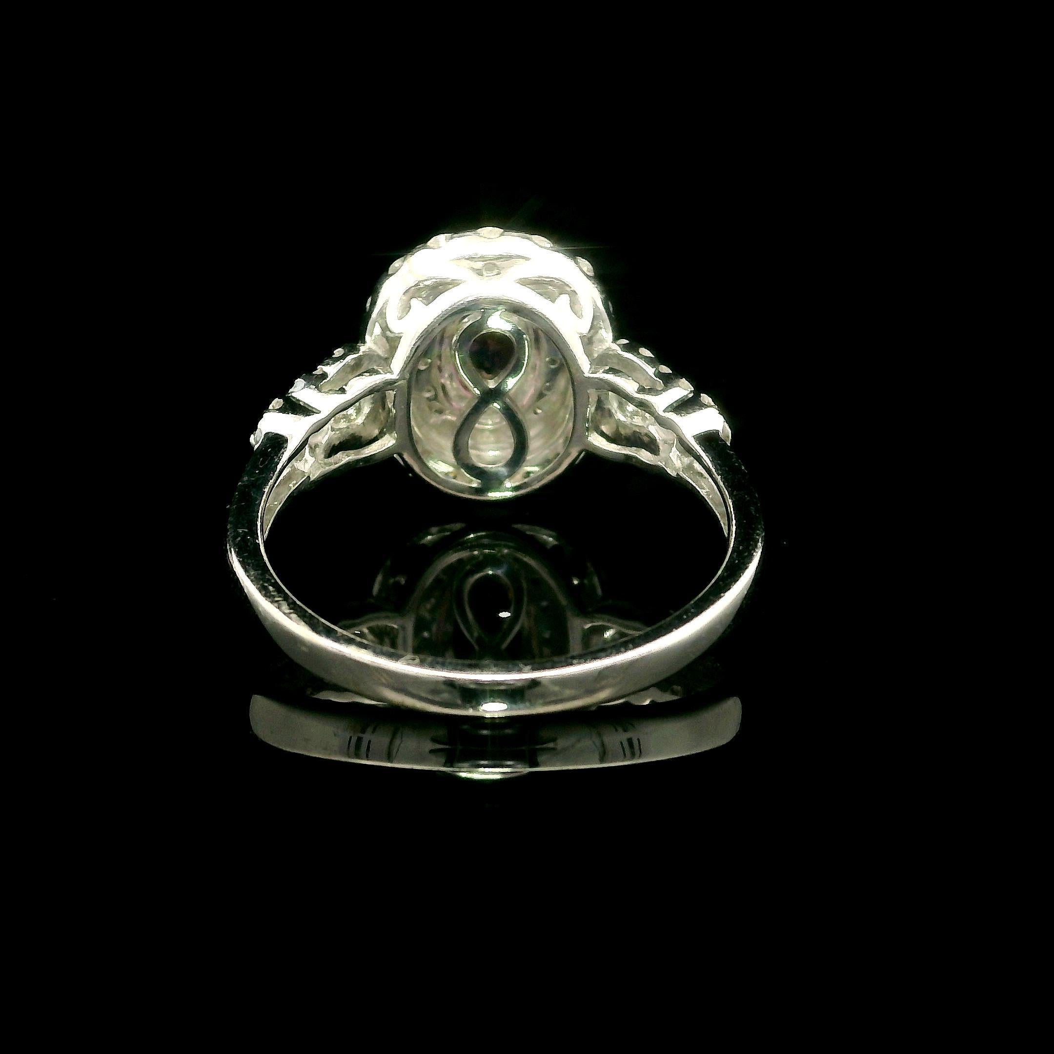 Eleganter 14k Weißgold GIA 2,3ctw Rosa Saphir & Double Halo Diamantring im Zustand „Hervorragend“ im Angebot in Montclair, NJ