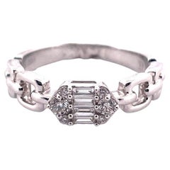 Elegant 14k White Gold Hexagon Cluster Diamond Ring