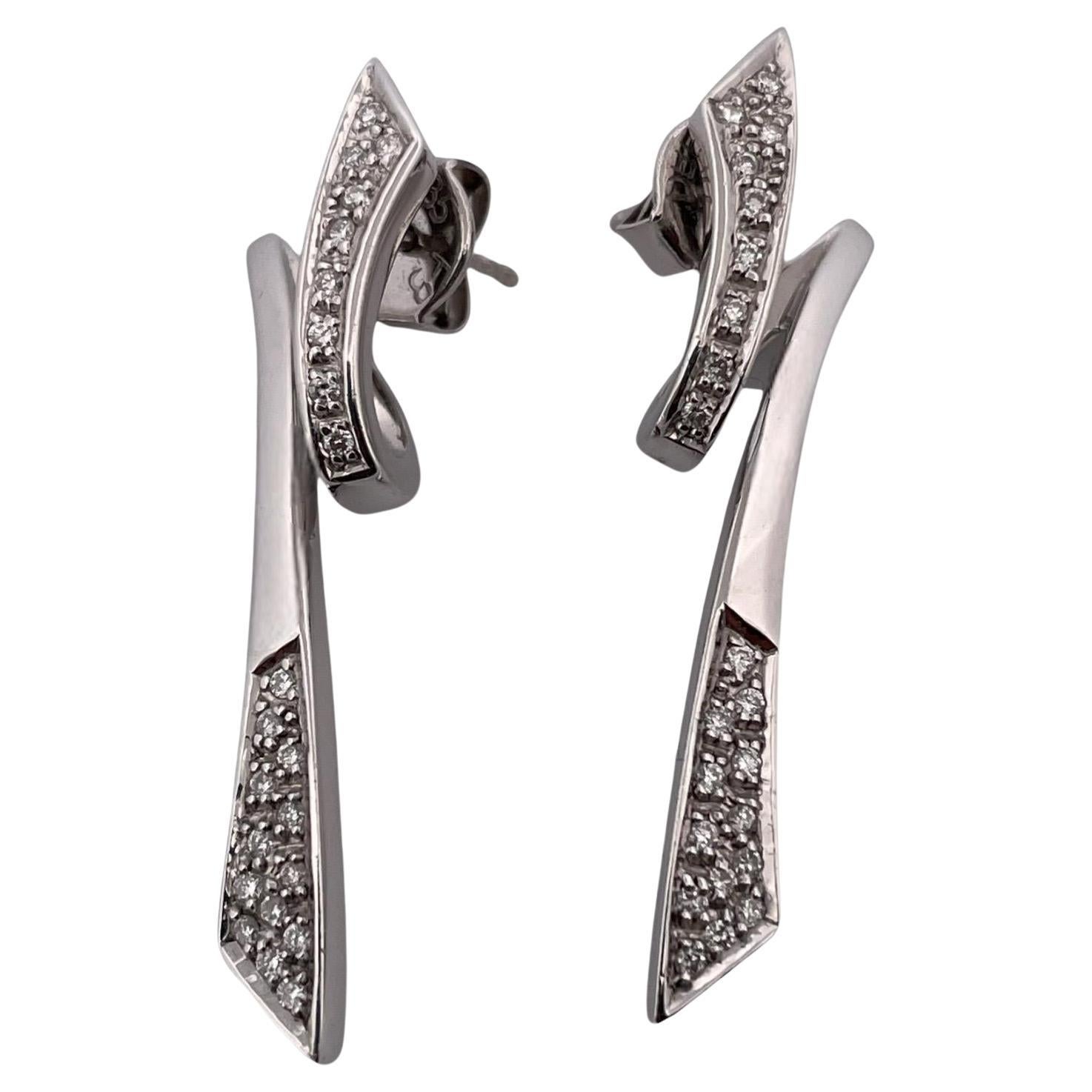 Elegant 14K White Gold Pave Diamond Earrings, Estate Collection - 0.25 TCW G-VS  For Sale