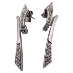 Boucles d'oreilles élégantes en or blanc 14 carats pavé de diamants, collection de succession - 0.25 TCW G-VS 