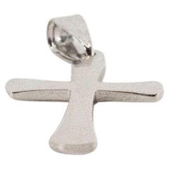 Eleganter 14K Weigold Plain-Kreuz-Anhnger