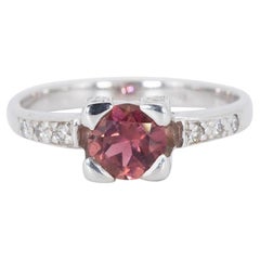 Elegant 14K White Gold Ring with 0.71 Natural Diamonds and Tourmaline