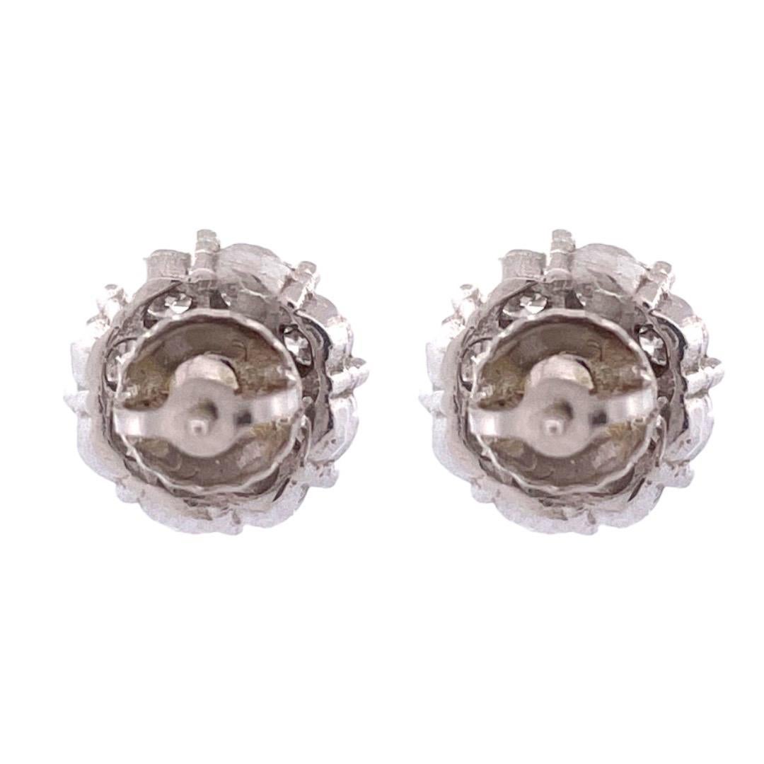 Round Cut Elegant 14k White Gold Round Diamond Stud Earrings For Sale