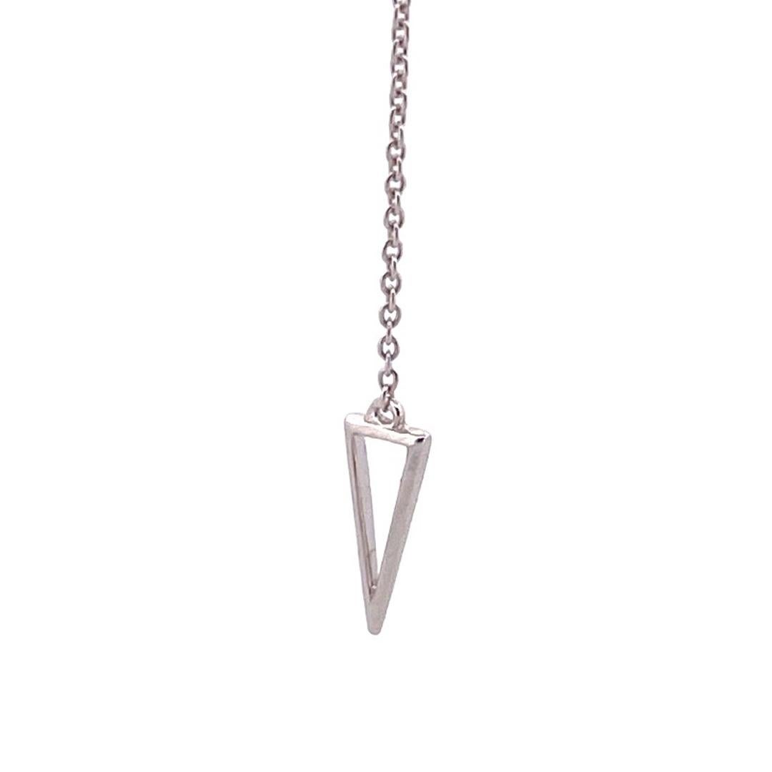 Modern Elegant 14k White Gold Triangle Diamond Necklace For Sale