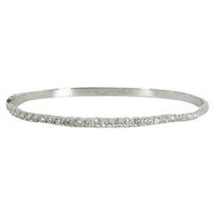 Elegant 14k White Gold with 0.75 Total Carat Weight Half Eternity Bangle