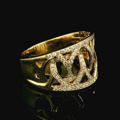 Elegant 14k Yellow Gold 1.10ctw Diamonds Wide Open Work Cigar Band Ring