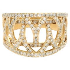 Elegant 14k Yellow Gold 1.10ctw Diamonds Wide Open Work Cigar Band Ring