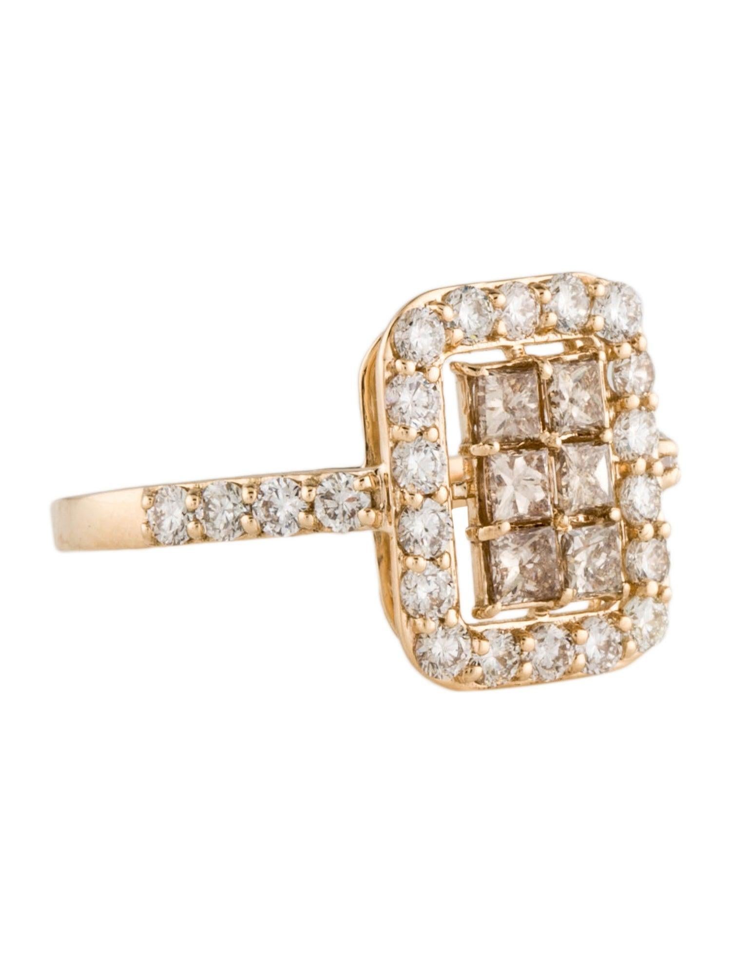 Embrace timeless elegance with our meticulously crafted 14K Yellow Gold Diamond Cocktail Ring. This stunning piece features a harmonious blend of light brown and near colorless diamonds, totaling an impressive 1.29 carats. The unique combination of