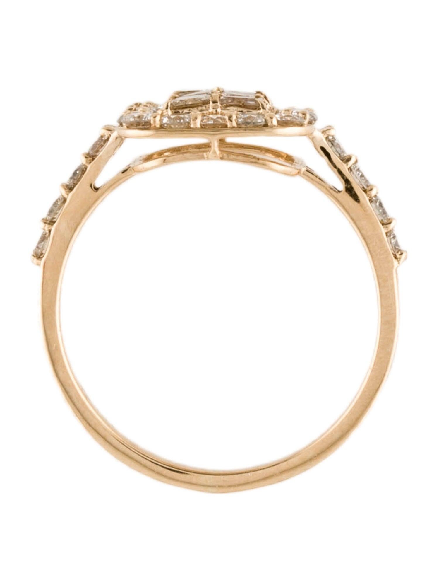 Women's Elegant 14K Yellow Gold 1.29ctw Diamond Cocktail Ring Size 6.75 For Sale