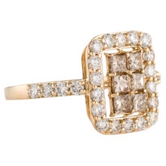 Elegant 14K Yellow Gold 1.29ctw Diamond Cocktail Ring Size 6.75
