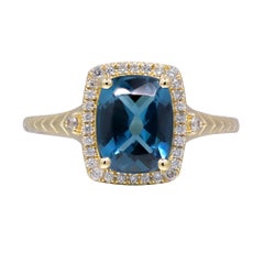 Elegant 14K Yellow Gold 2.4ct London Blue Topaz Ring