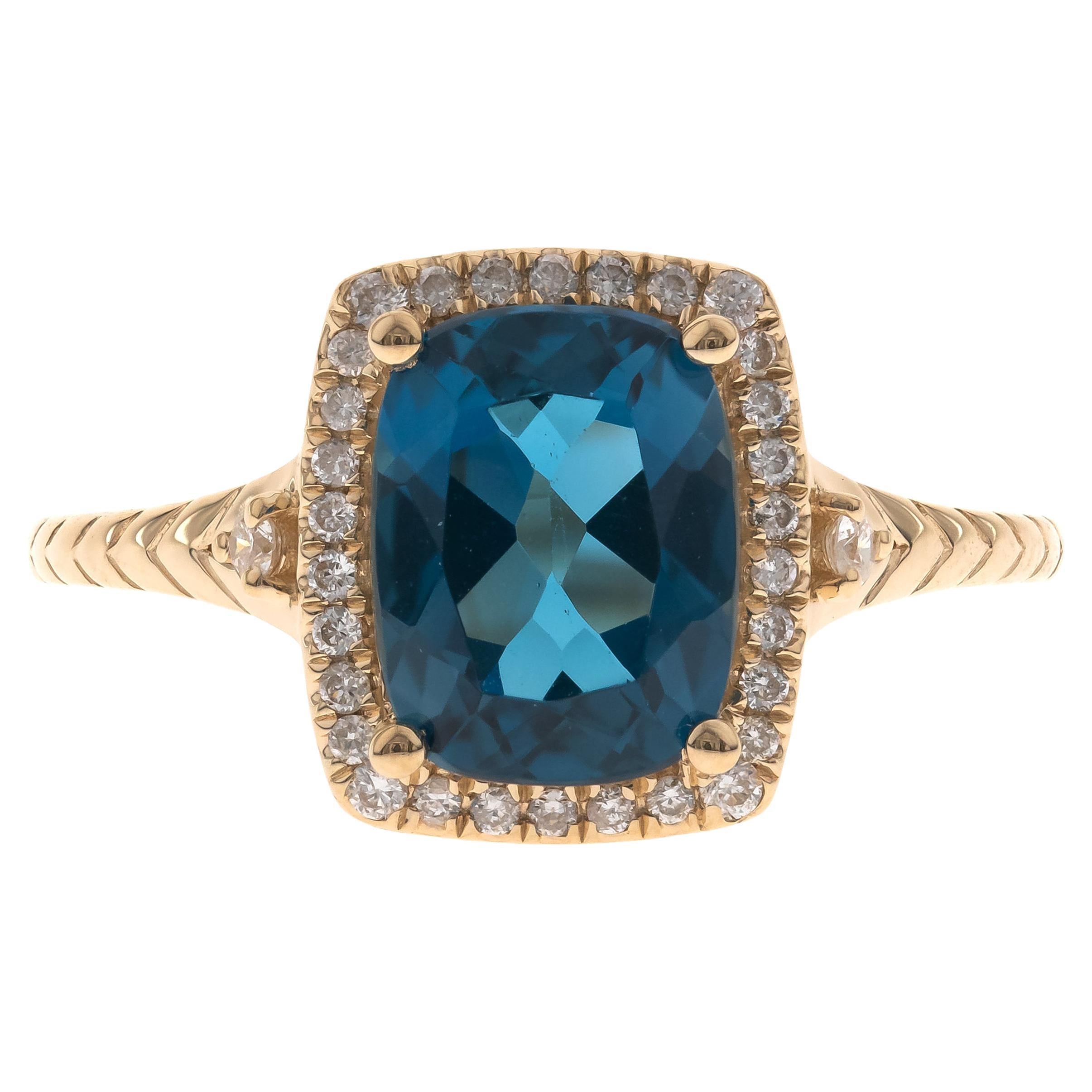 Elegant 14K Yellow Gold 2.4ct London Blue Topaz Ring
