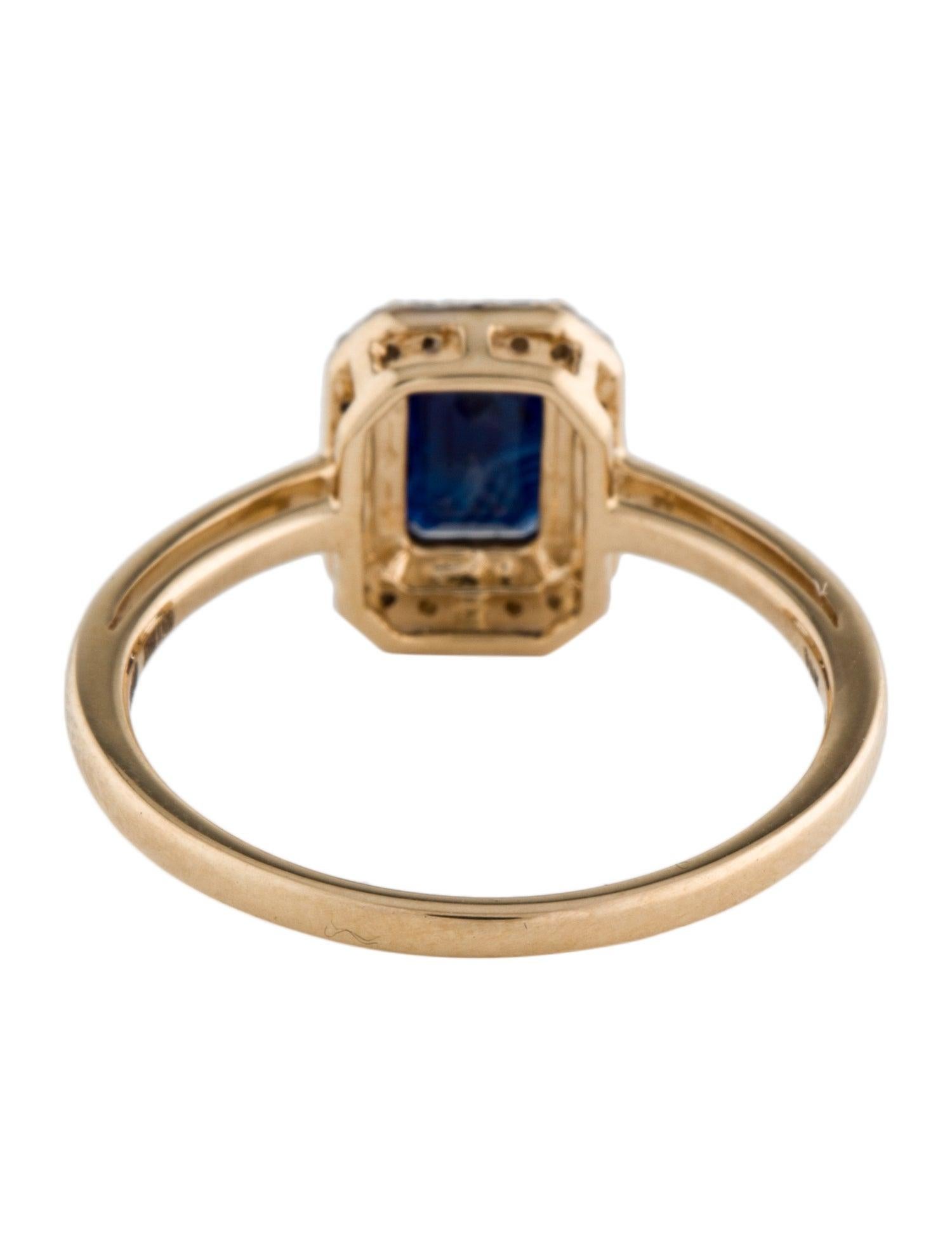 Women's Elegant 14K Yellow Gold Emerald Cut Sapphire & Diamond Cocktail Ring, 1.11ctw For Sale