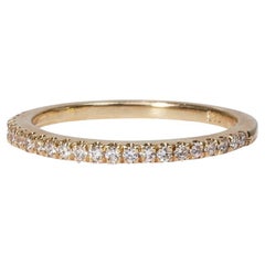 Elegante anello di eternità in oro giallo 14k con diamante naturale da 0,17 carati certificato AIG