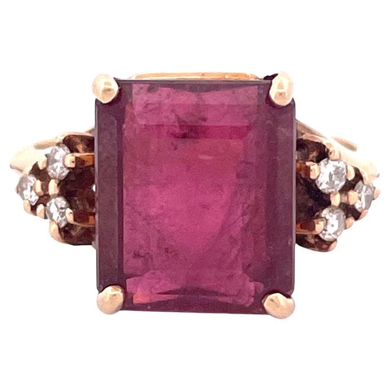 Vintage 14k Garnet Diamond Ring For Sale at 1stDibs