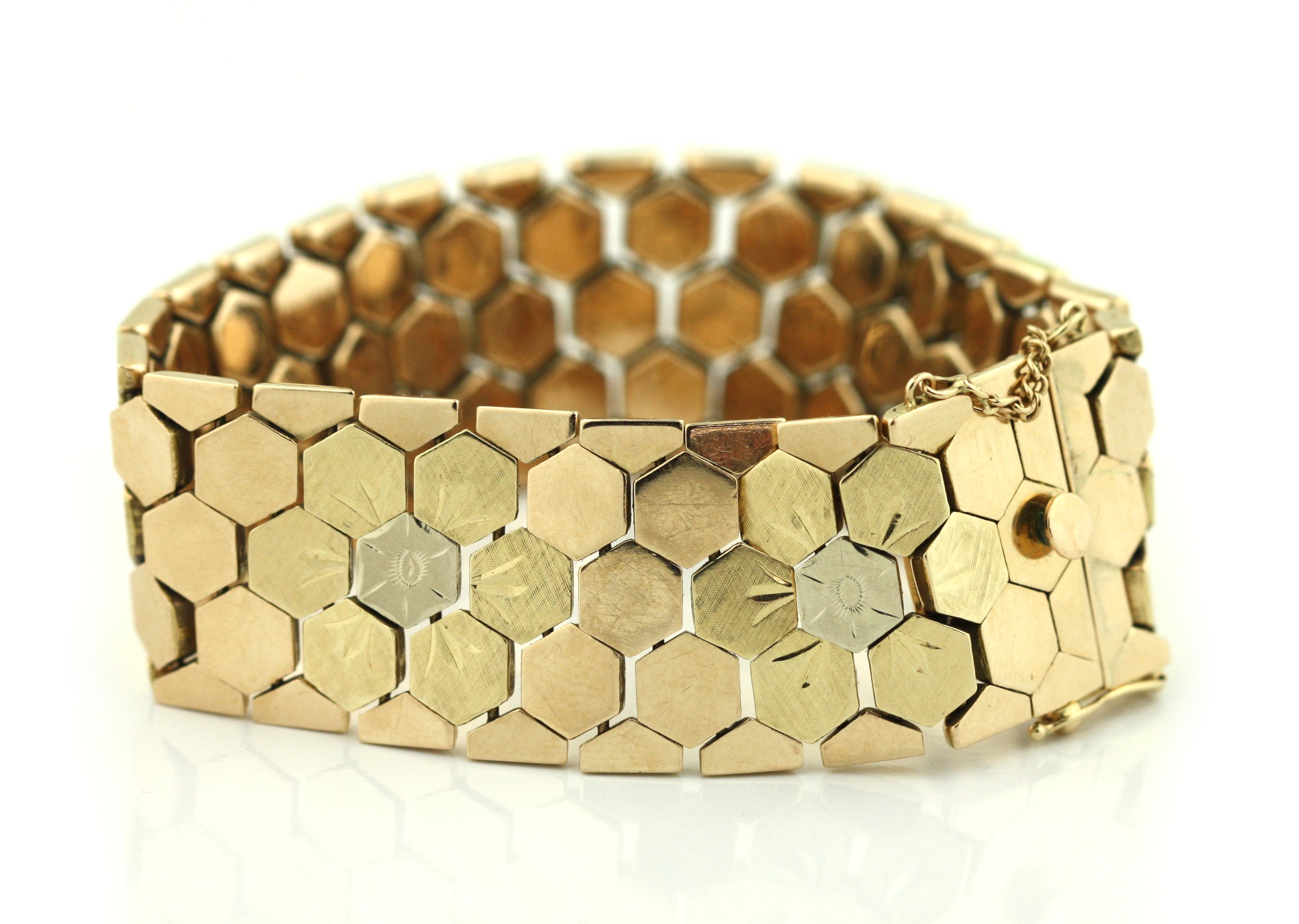 Élégant bracelet géométrique en or jaune 14 carats en vente 3