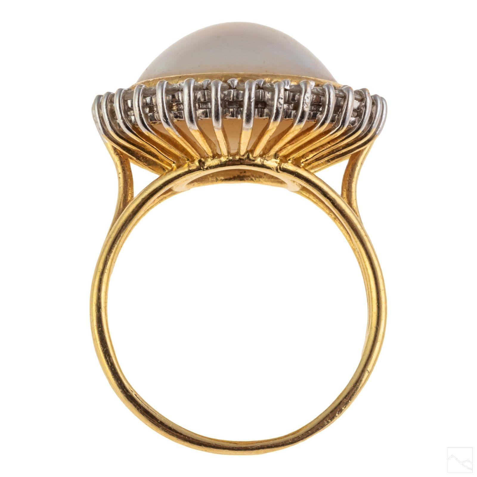 mabe pearl and diamond ring