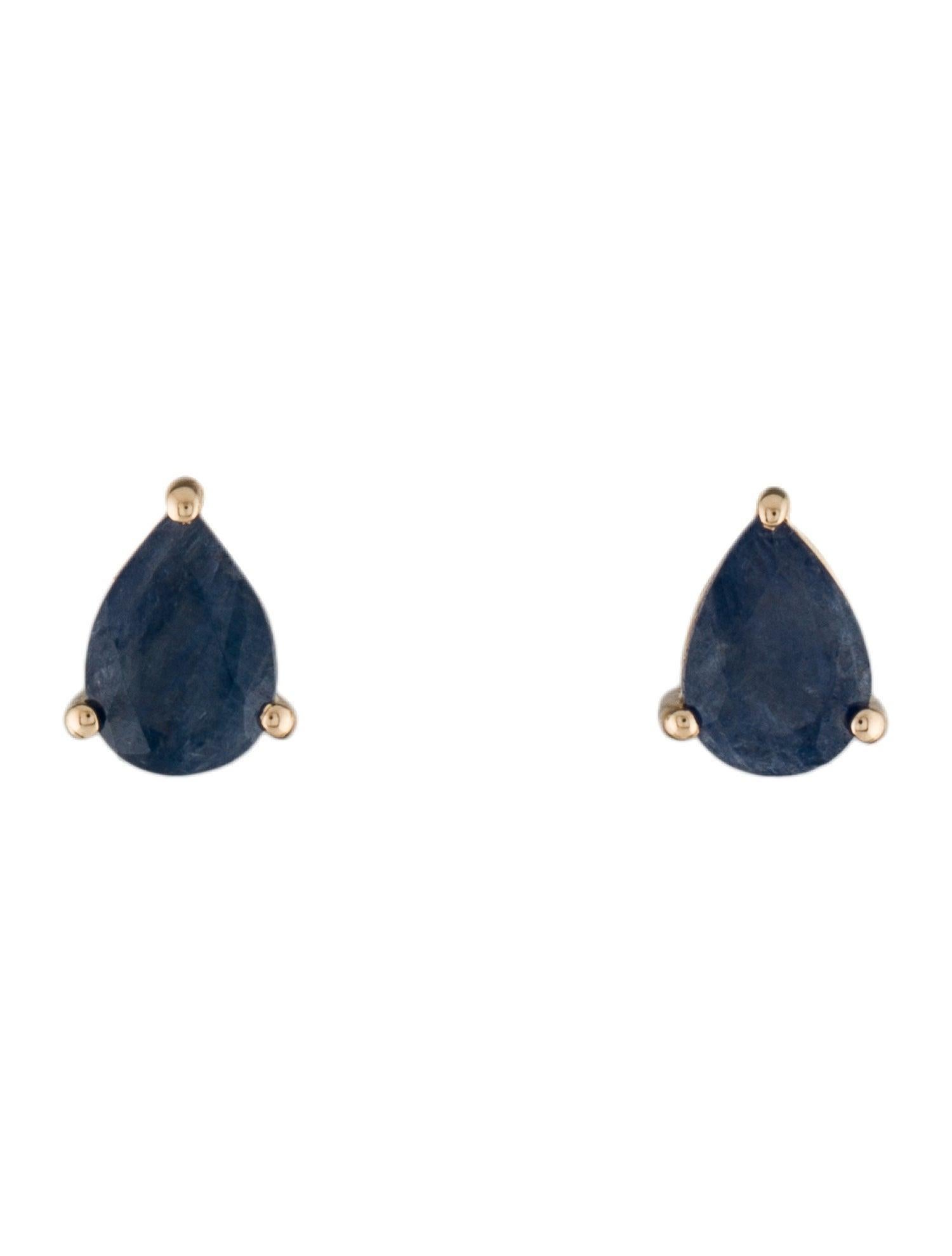 Introducing our striking pair of Sapphire Stud Earrings, a testament to timeless elegance and sophistication. Crafted from lustrous 14K Yellow Gold, these earrings are designed to captivate with their deep blue, pear-shaped sapphires, totaling 1.52