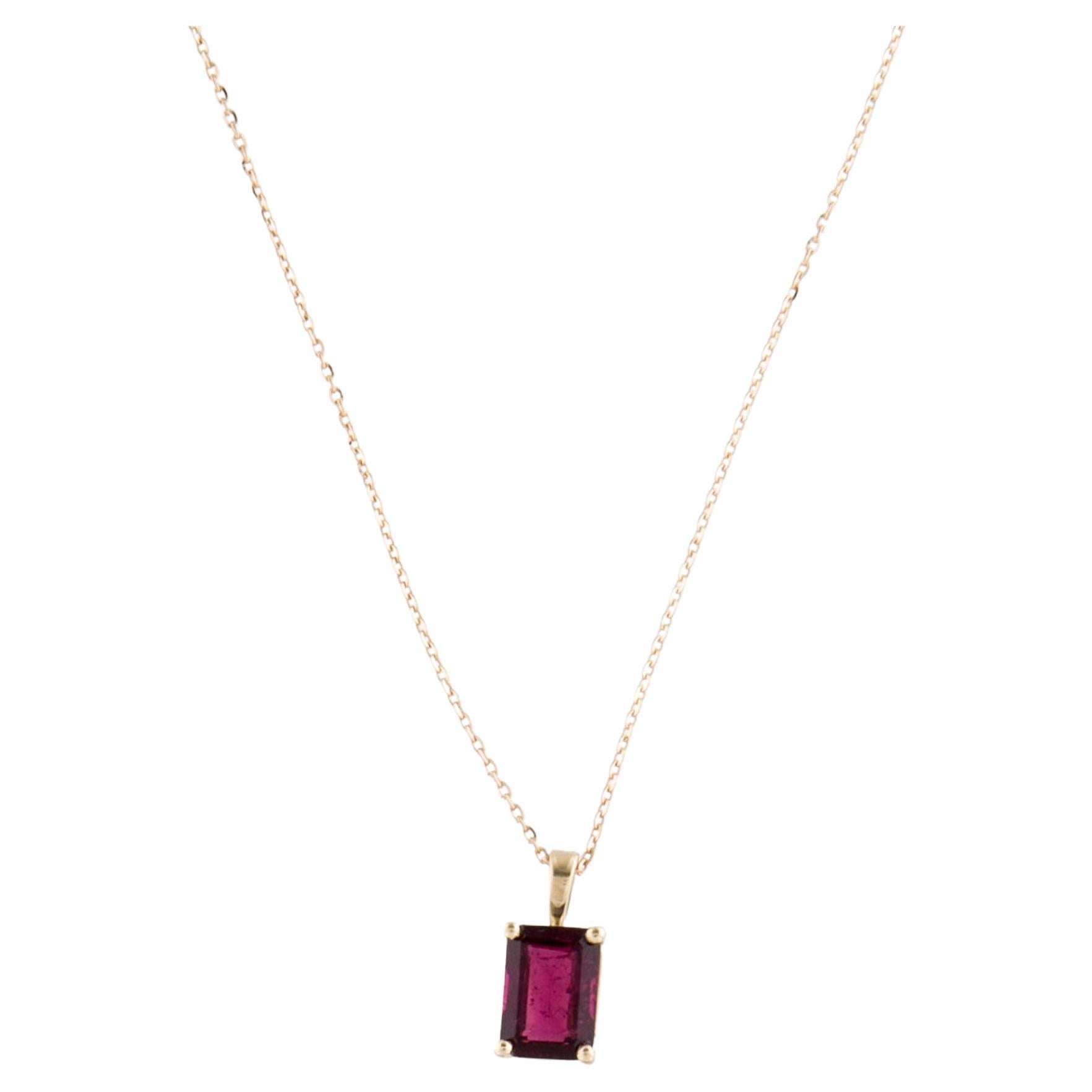 Élégant collier pendentif en or jaune 14 carats avec tourmaline rose, 1,49 carat