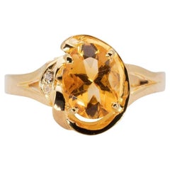 Elegant 14K Yellow Gold Ring with 1.4 ct Natural Citrine and Diamonds NGI Cert. Elegant 14K Yellow Gold Ring with 1.4 ct Natural Citrine and Diamonds NGI Cert.