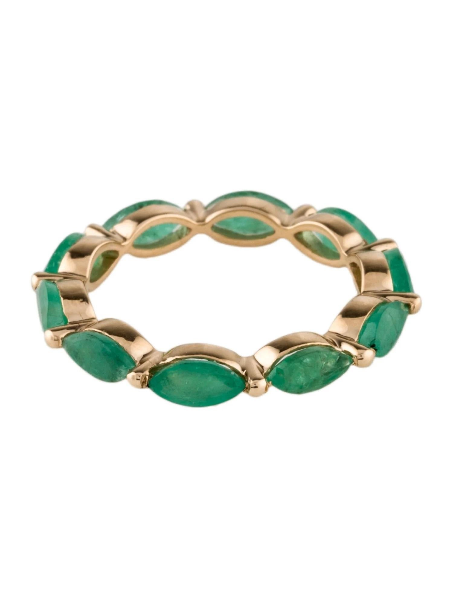 Artist Elegant 14K Yellow Gold Ring with Marquise Modified Brilliant Emerald For Sale