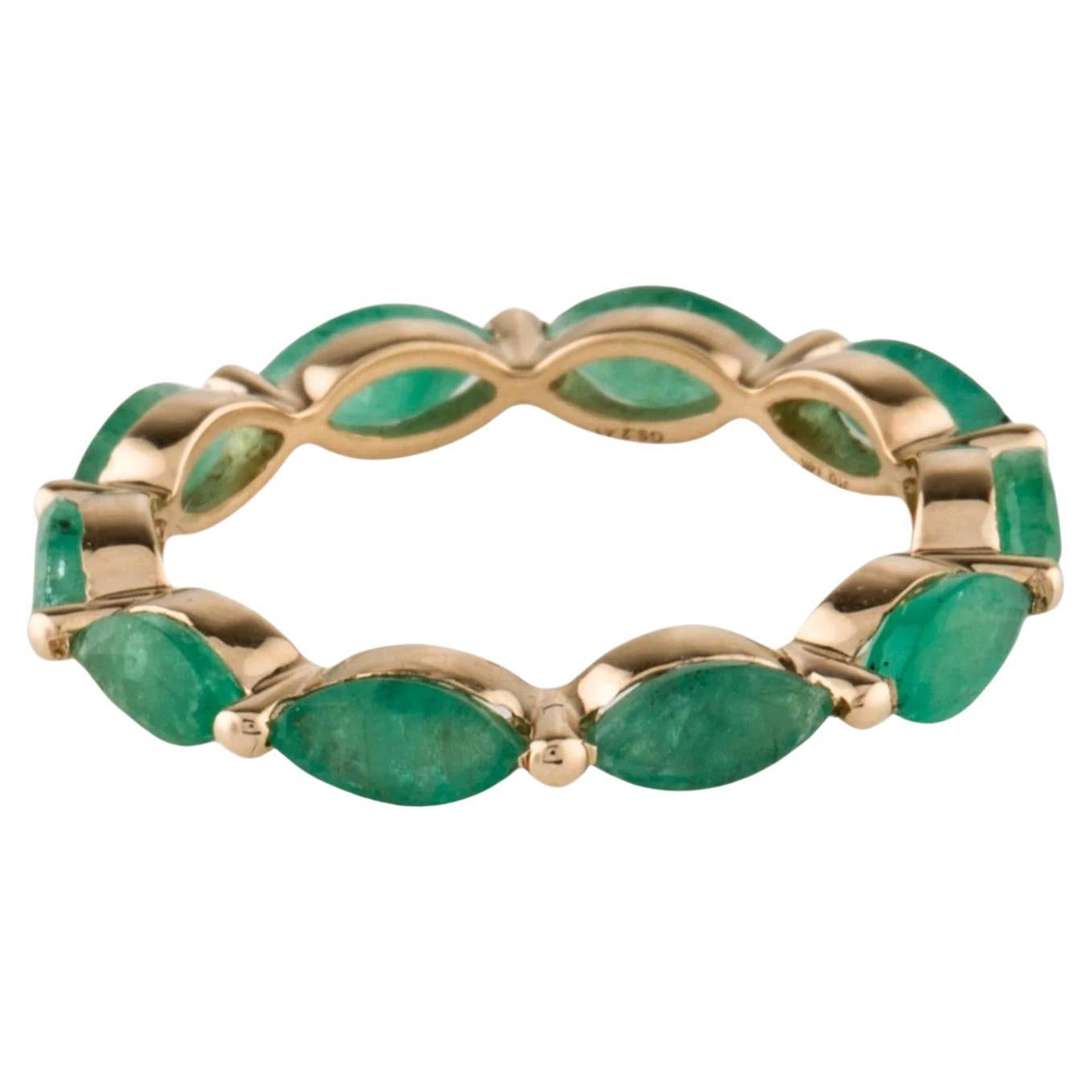Eleganter Ring aus 14 Karat Gelbgold mit modifiziertem Marquise-Brillant-Smaragd