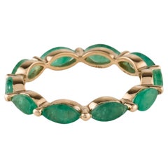 Elegant 14K Yellow Gold Ring with Marquise Modified Brilliant Emerald