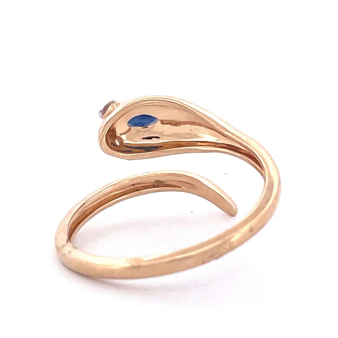 Oval Cut Elegant 14K Yellow Gold Snake Diamond Ring For Sale