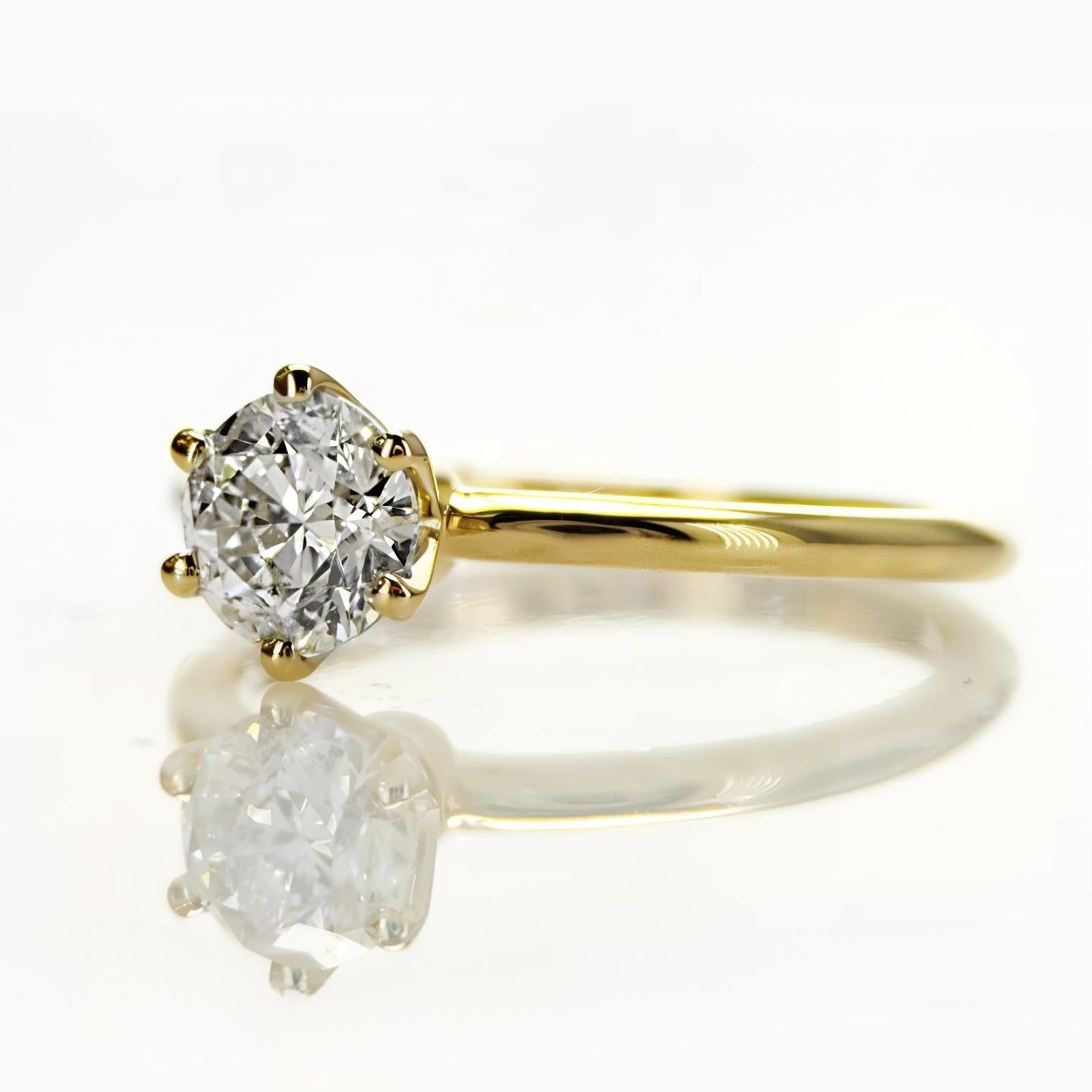 Elegance Anello solitario in oro giallo 14K con diamante naturale da 0,81 carati in vendita 5