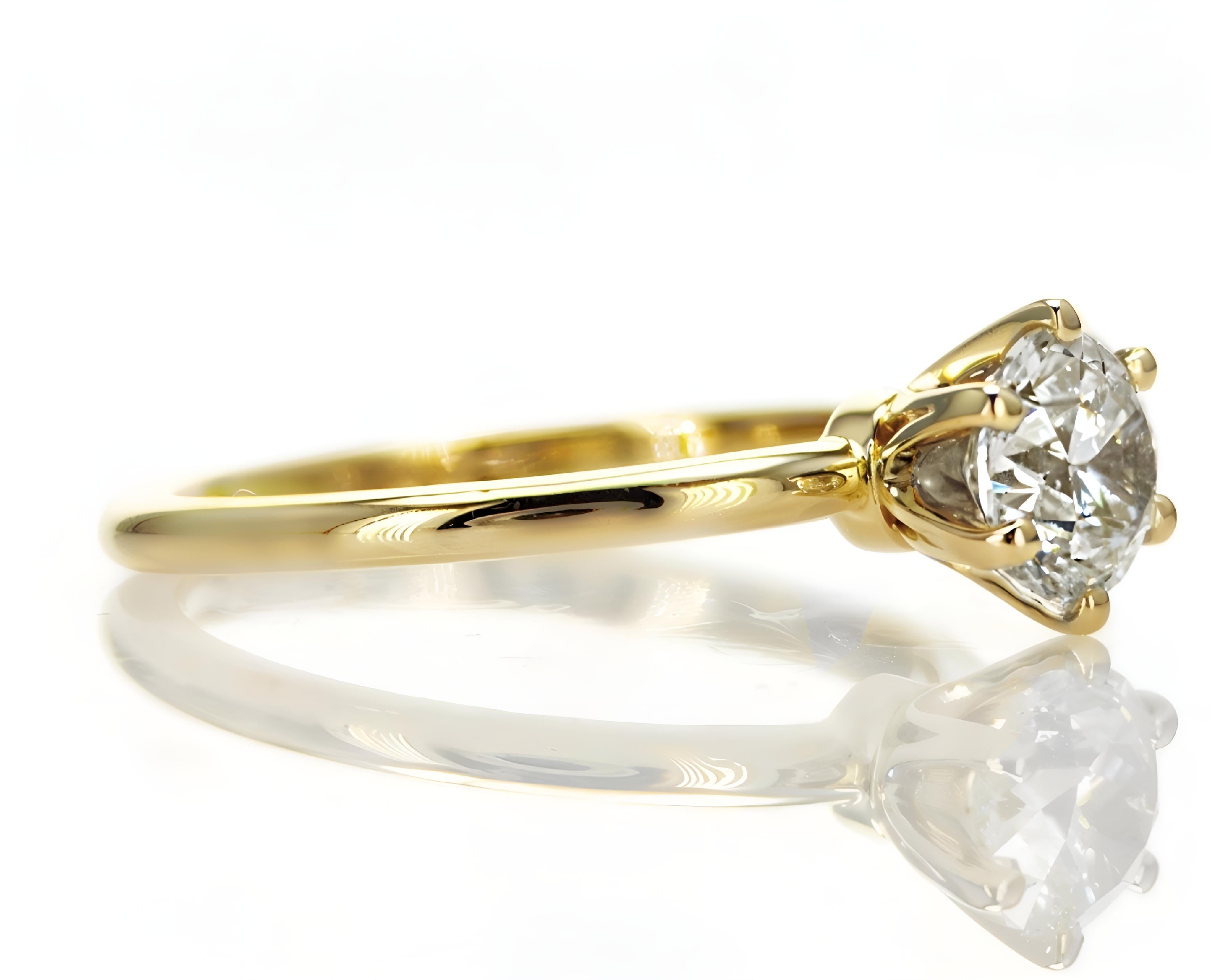 Elegance Anello solitario in oro giallo 14K con diamante naturale da 0,81 carati In condizioni Nuovo in vendita a רמת גן, IL