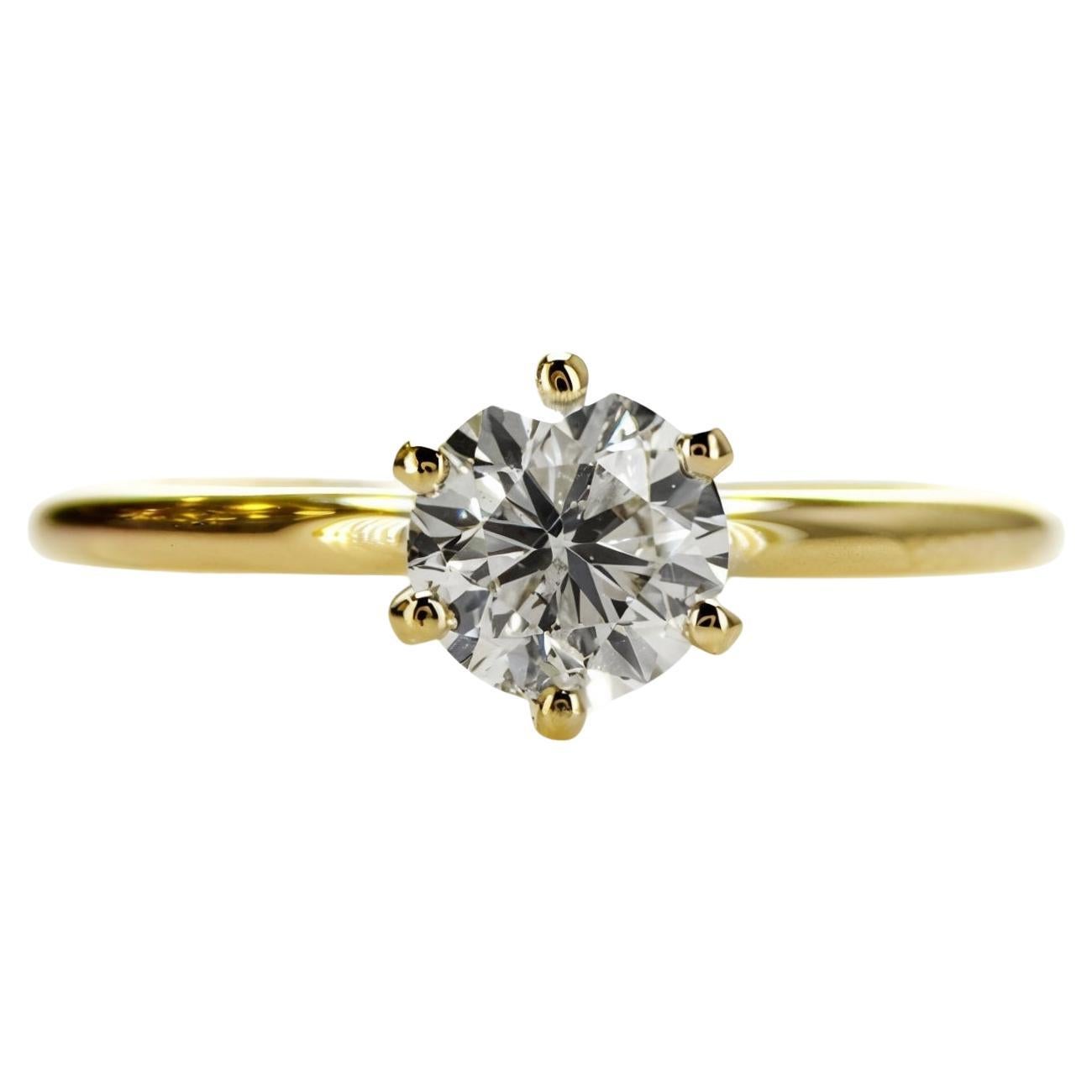 Elegant 14K Yellow Gold Solitaire Ring with 0.81 Carat Natural Diamond