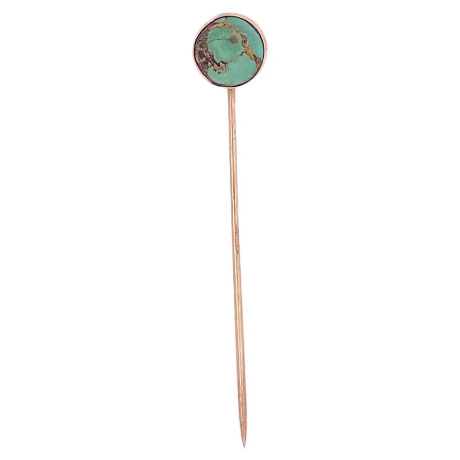 Elegant 14k Yellow Gold Victorian Turquoise Pin