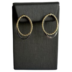 Elegant 14kt Two Tone Italian Made Earrings - Removable White Gold Piece, New