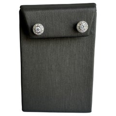 Elegant 14kt White Gold Diamond Halo Stud Earrings - 0.75ctw, 7.9mm Diameter